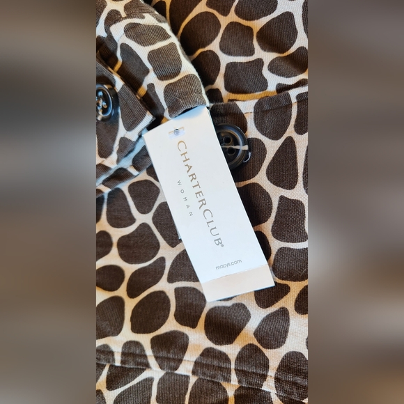 Charter Club Giraffe Print Button Up Lightweight Jacket Blazer Top Size 2X - Picture 8 of 10